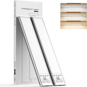 UNUSROOM Luci a disco ricaricabili con telecomando, luci per armadietto, sensore di movimento, luci magnetiche dimmerabili wireless a LED per armadio, bancone, cucina, corridoio, scale (cool white