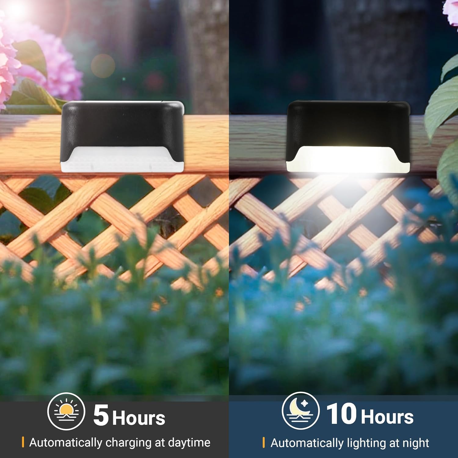 Lot de 12 lampes solaires étanches pour clôtures, escaliers, haies, cours, patios et allées (noir, lumière chaude) - 4