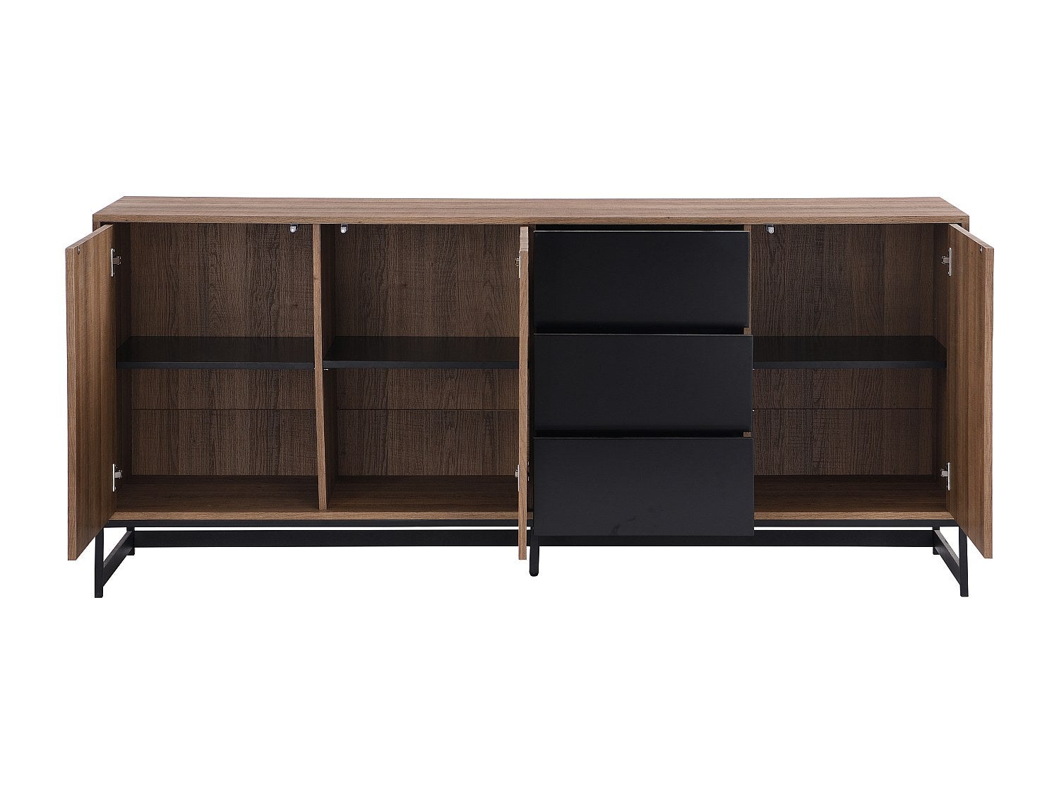 Komoda 3-drzwiowa z 3 szufladami, z MDF – kolor naturalny i czarny – CARATANA - 4