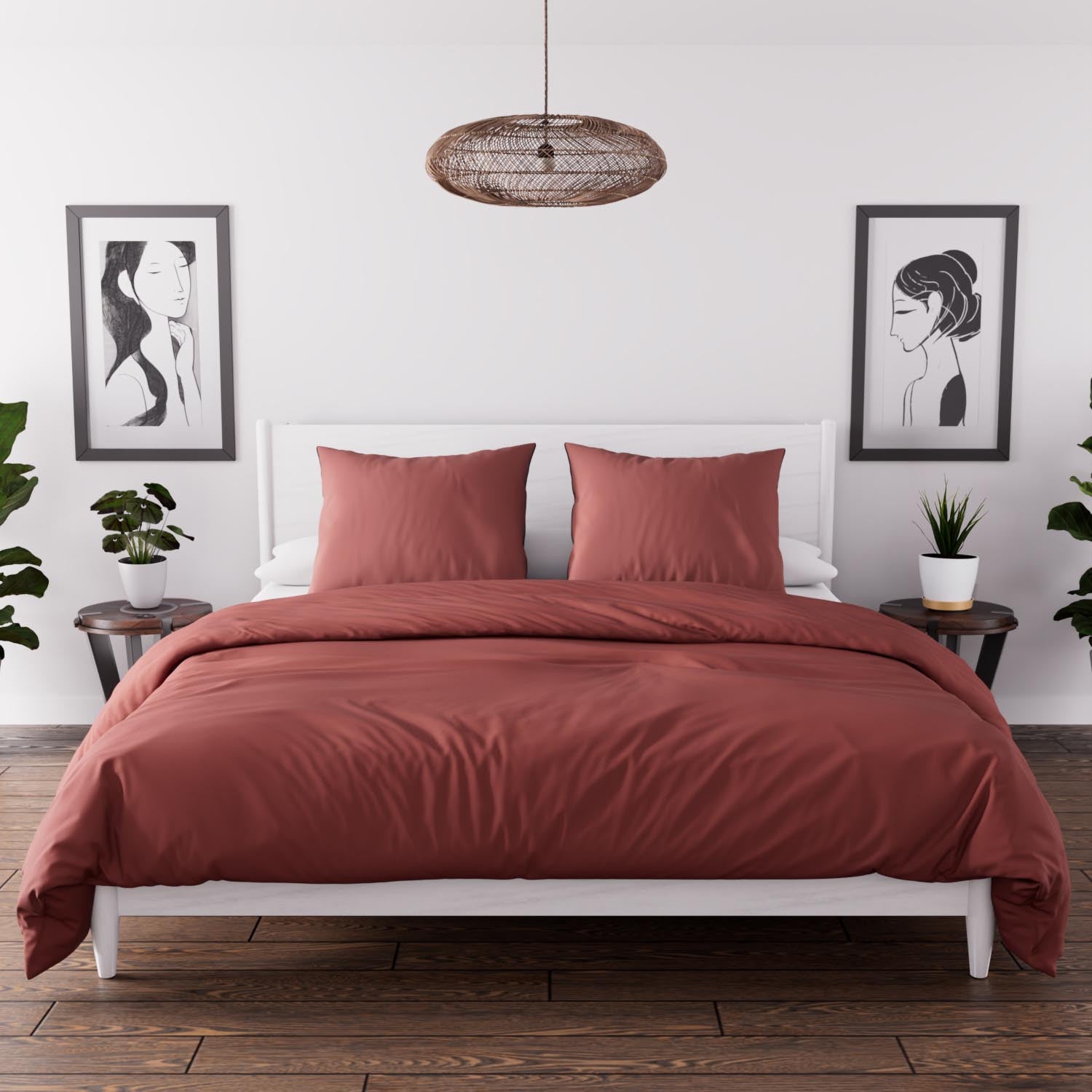 Ensemble couette et parure 7 Pièces BOHEME brique pour lit en 160x200 cm, par Soleil d'ocre - 2