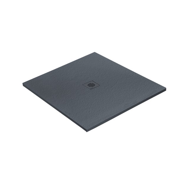 Receveur résine 120 x 120 cm gris granit effet granit - grille carrée centrée