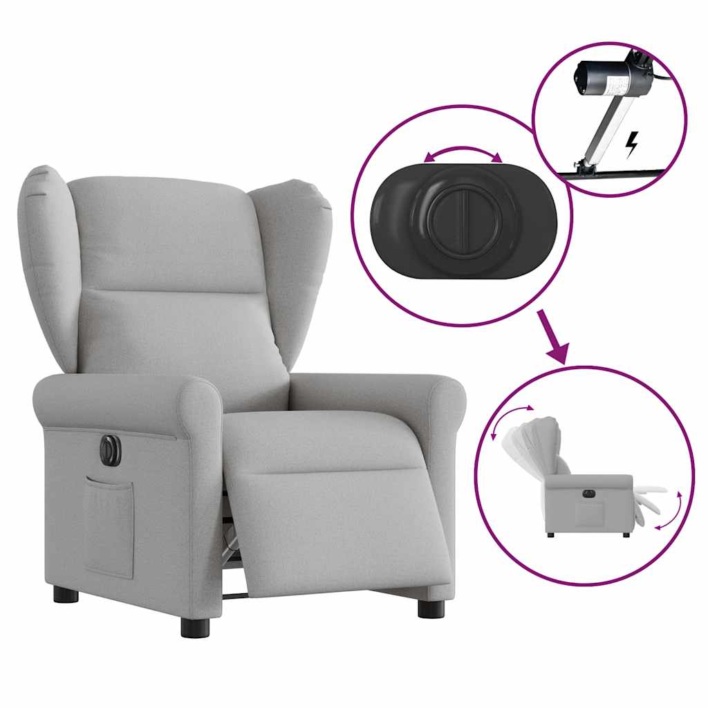 Fauteuil de télévision | Fauteuil inclinable électrique gris nuage tissu CFW292588 - 8