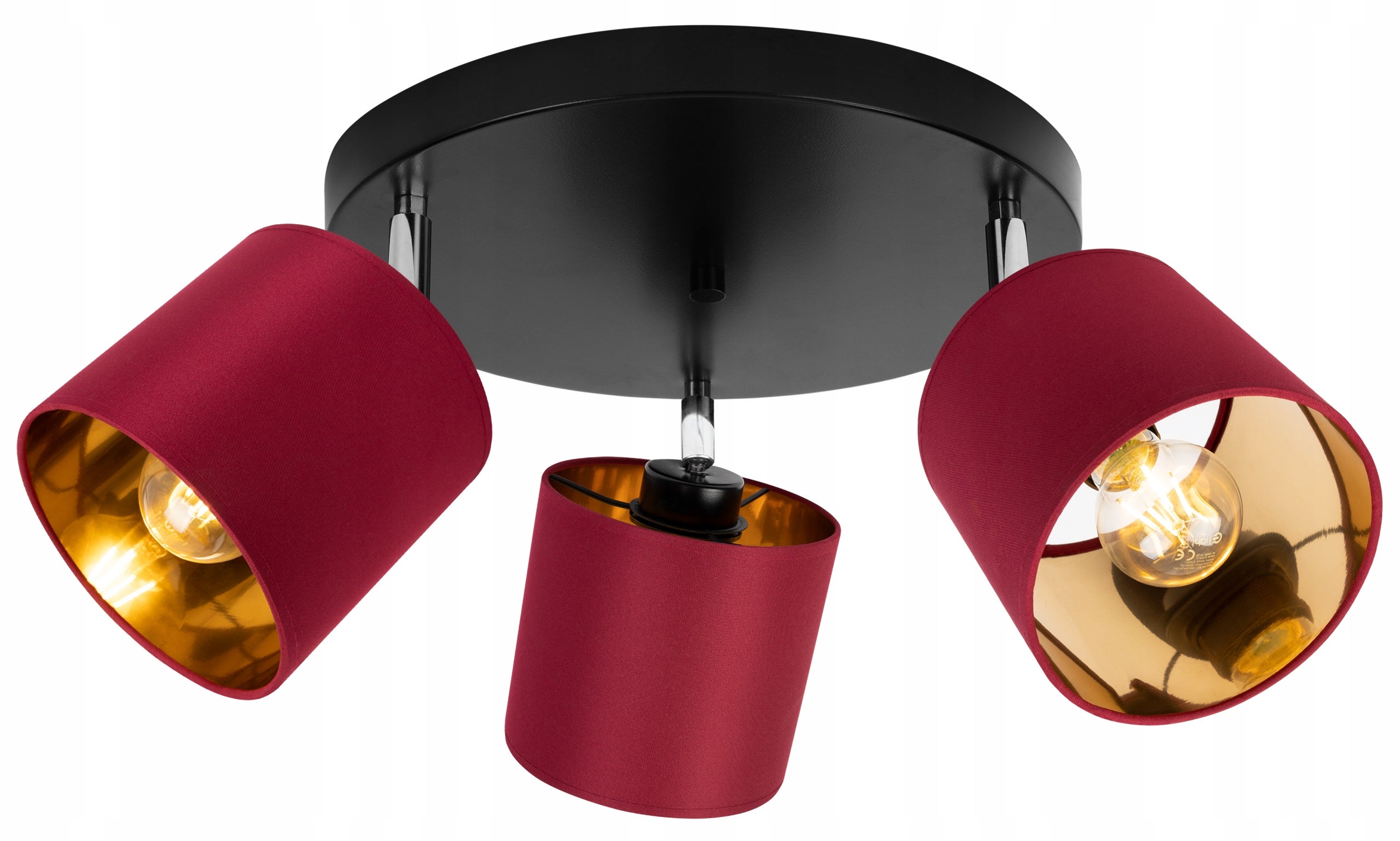 Lampa sufitowa wisząca LED modern 3xE27 klosz owalny złoty/czerwony Light Home LH