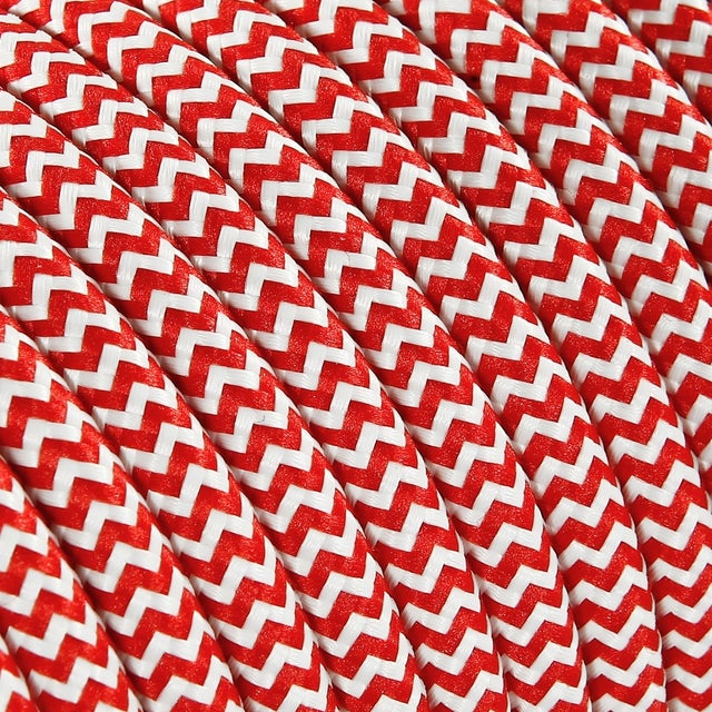 DRESS - Cable Textile Rond 2X0,75 1 mt TO107 BLANC/ROUGE