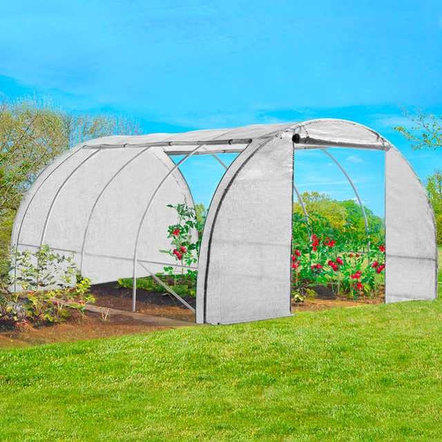 Serre tunnel de jardin 4 saisons 12M² blanche gamme maraîchère ZEBRA 4x3M