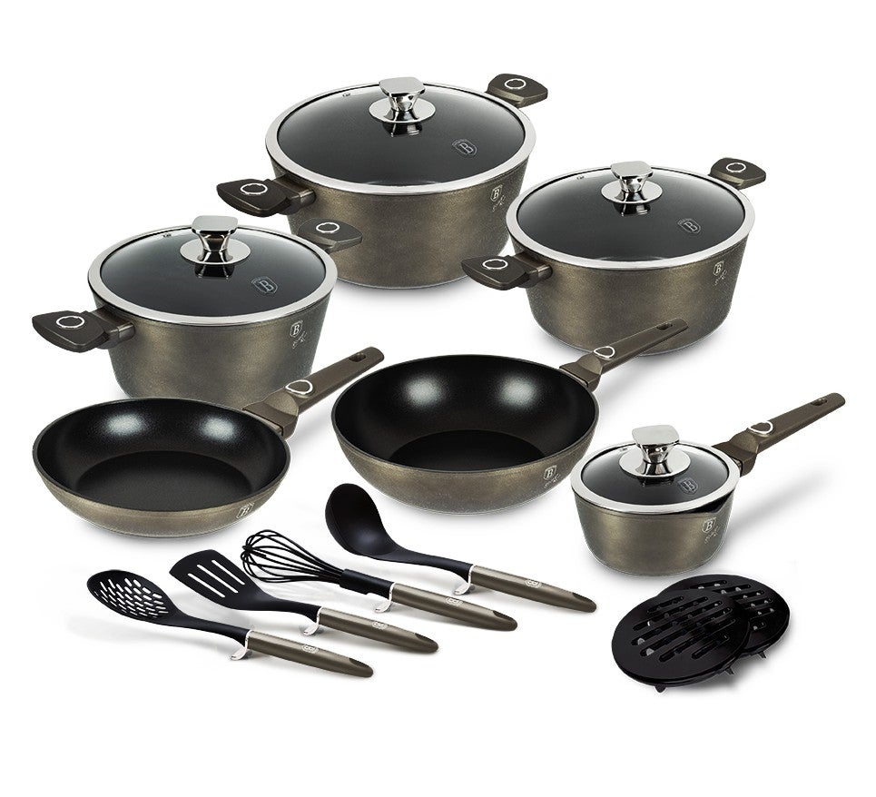 Berlinger Haus  Vajilla Con Superficie De Titanio 15 Piezas Crystal Collection Gris/Carne , Leroy Merlin