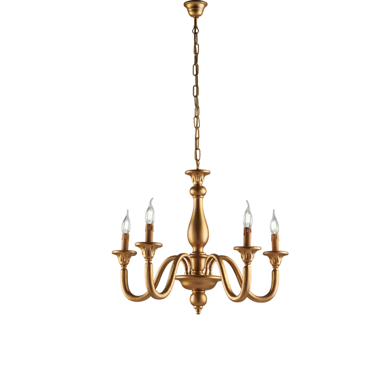 Żyrandol Lucca Antique Gold Wood 5 świateł 116 Ø62 BL271-5-OR