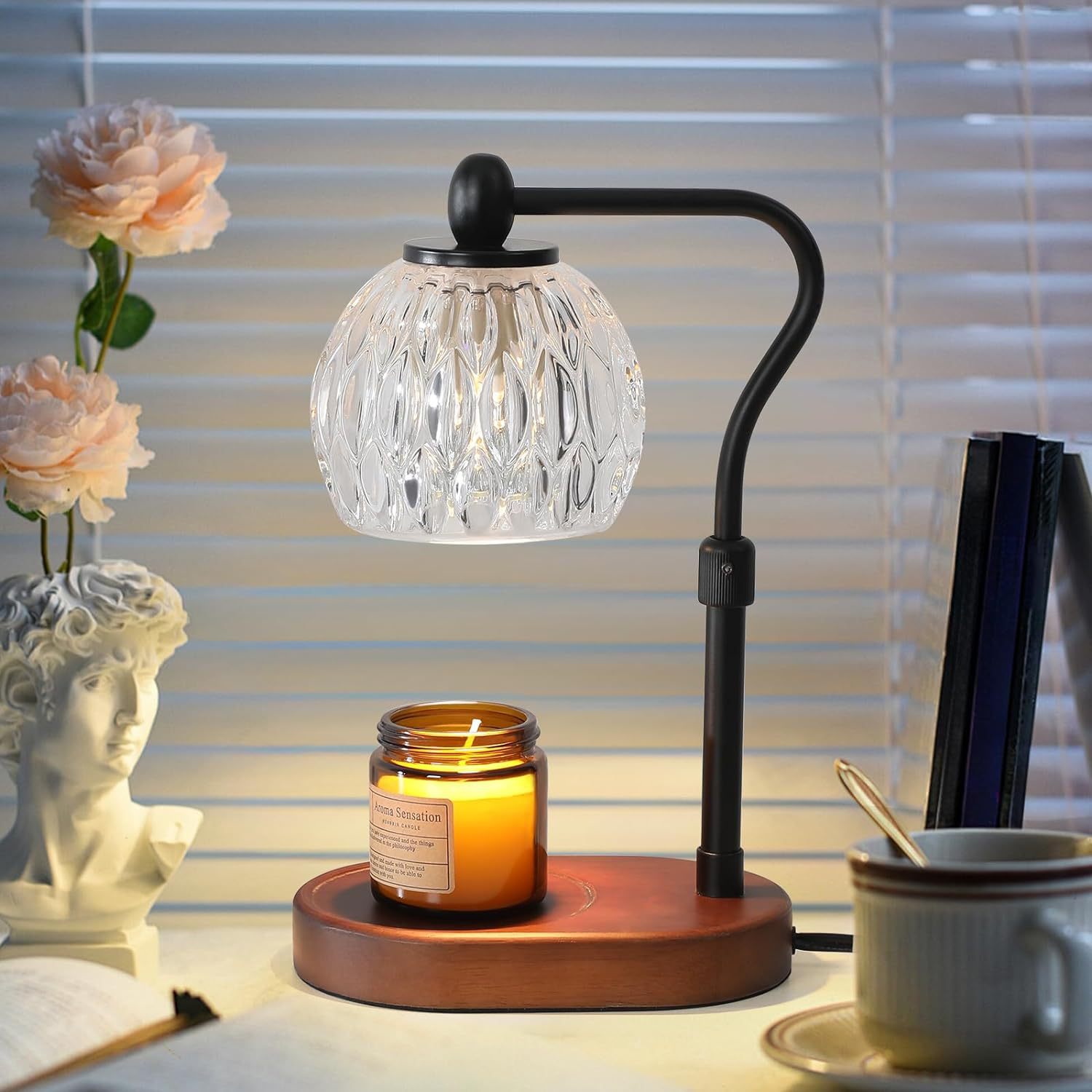 Elektryczny dyfuzor do aromaterapii klasy premium - Funkcje timera/ściemniacza - Regulowany na wysokość, lampka nocna, lampa stołowa