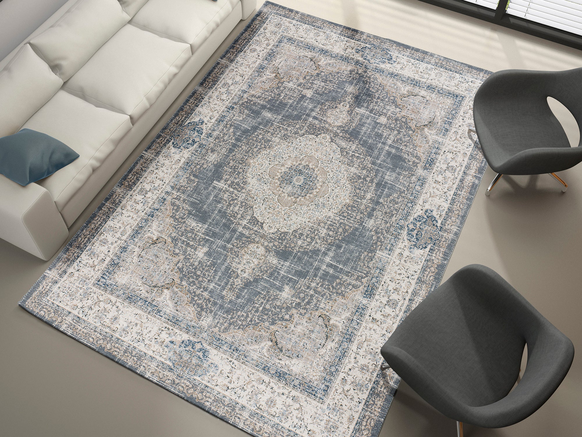 Tapis intérieur gris rectangulaire l.140 x L.200 cm NEILA vintage - ATTICGO - 6