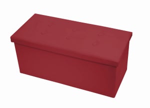 Pouf Contenitore In Ecopelle Bordeaux - 87 Litri, Portata 300kg | Seduta Imbottita, Pieghevole