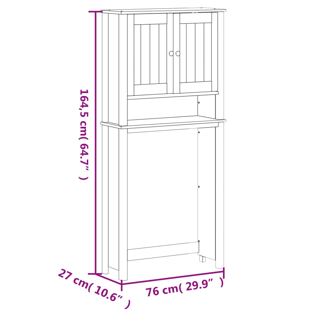 Mueble para lavadora BERG madera maciza negra - 8