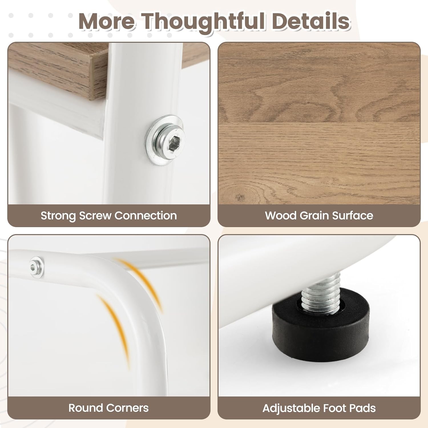 Portant à Vetement, Penderie Vetement avec Tringle, Style Industriel, Marron Rustique (Blanc) - 3