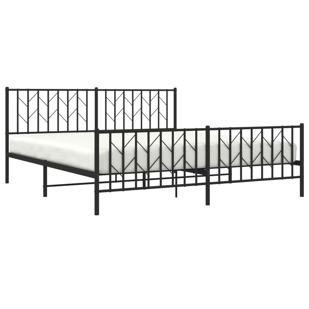 Cadre de lit métal avec tête de lit-pied de lit noir 183x213 - 3