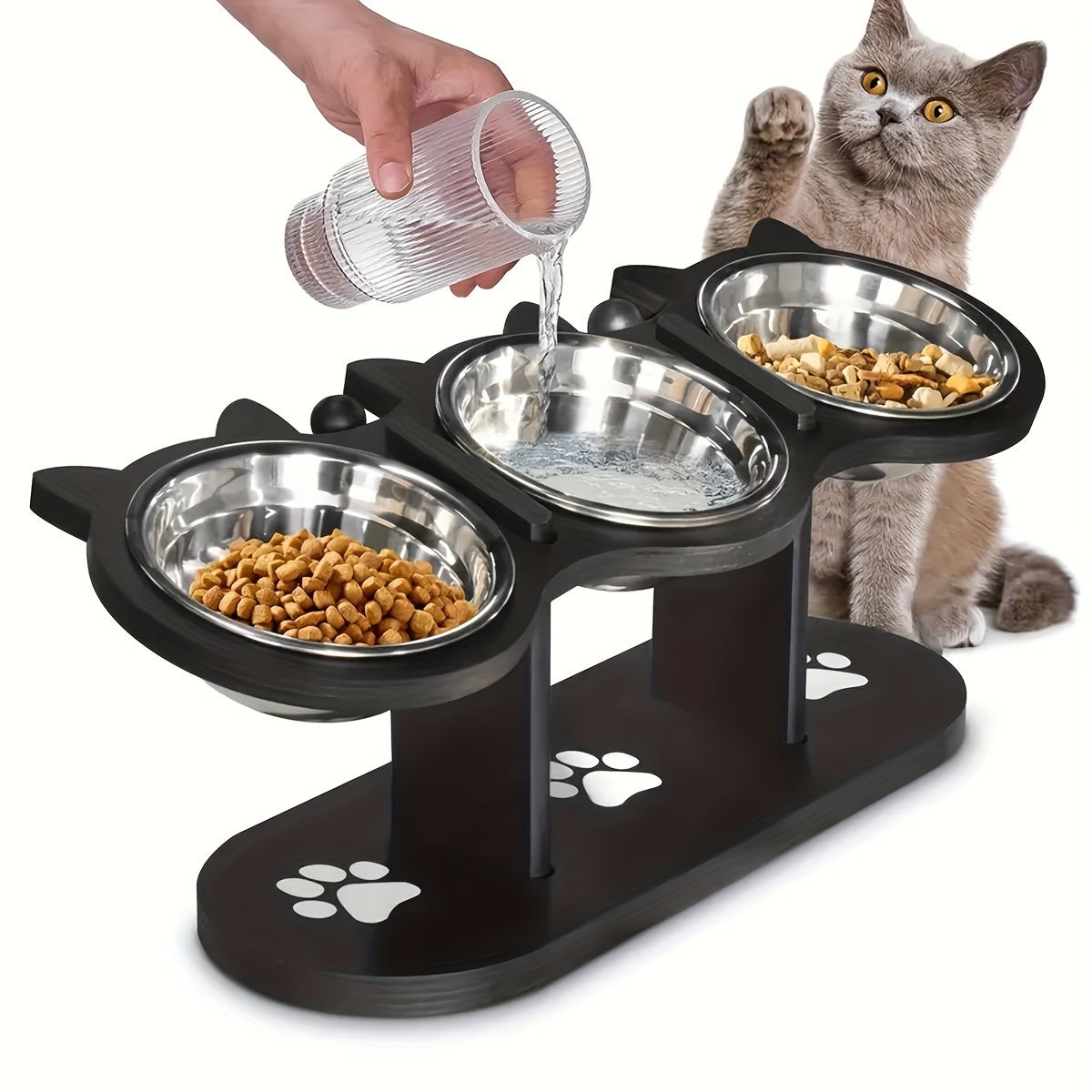 Soporte de comedero para gatos de altura ajustable Viene con