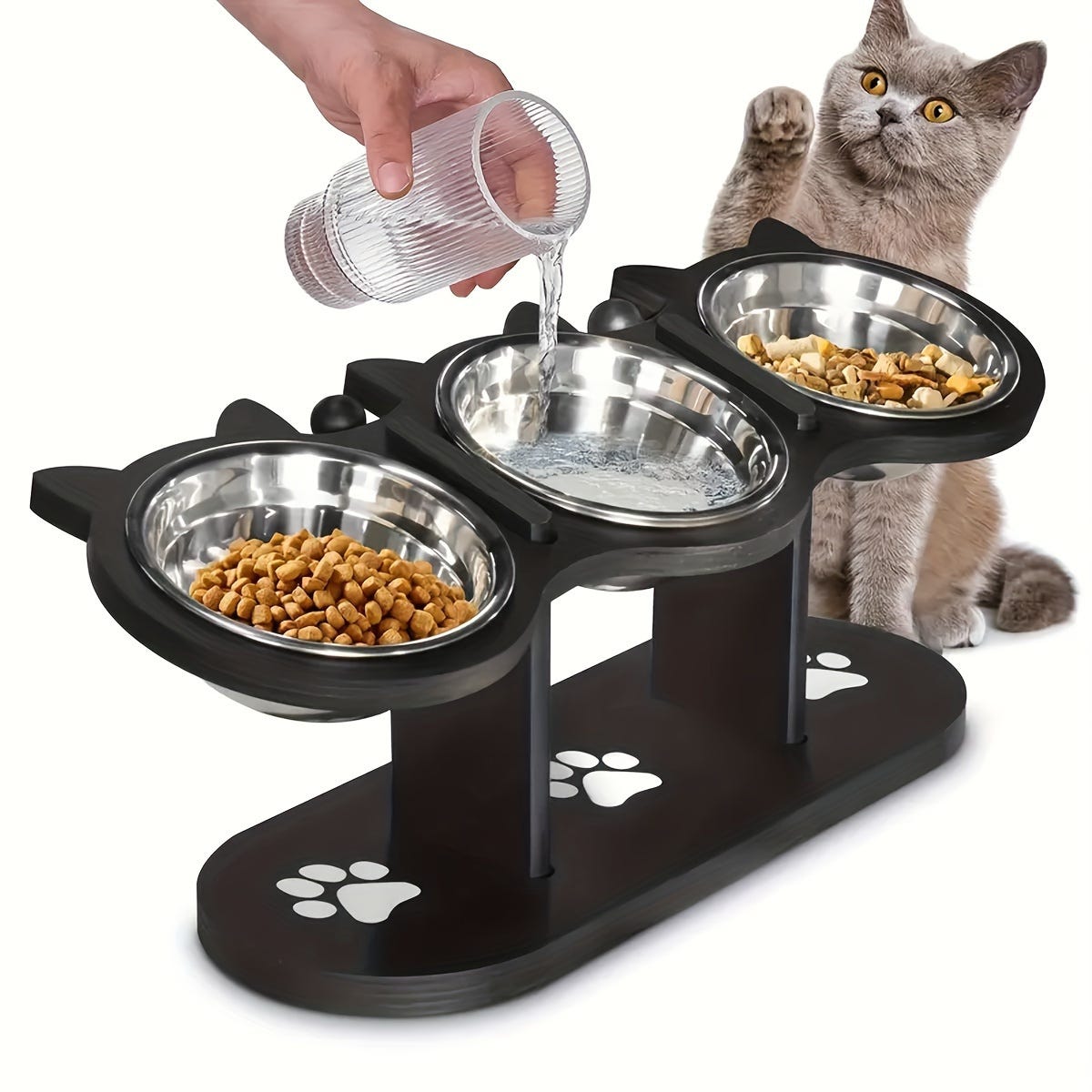 Soporte de comedero para gatos de altura ajustable Viene con