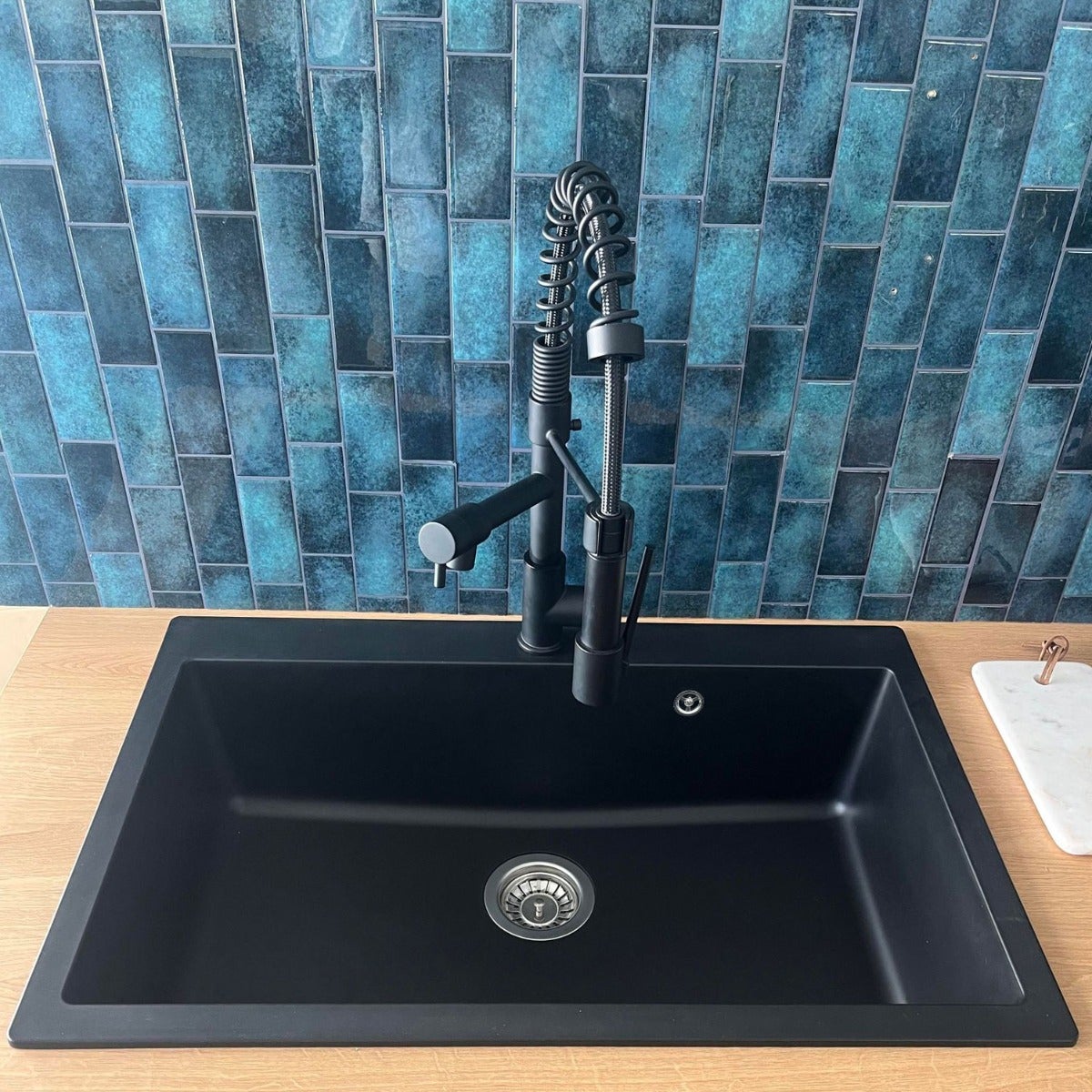 Sierra lavello a vasca grande singola 76x50 in resina nera - 4