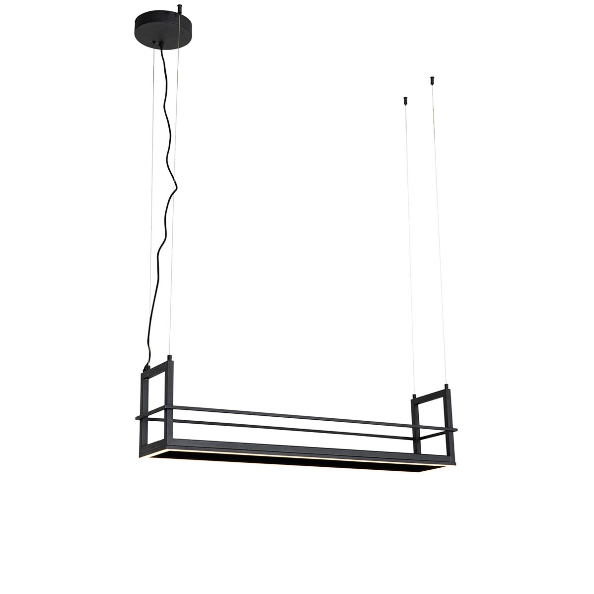 Lampa wisząca czarna z półką w komplecie z diodą LED, 3-stopniowy ściemniacz - Cage Rack