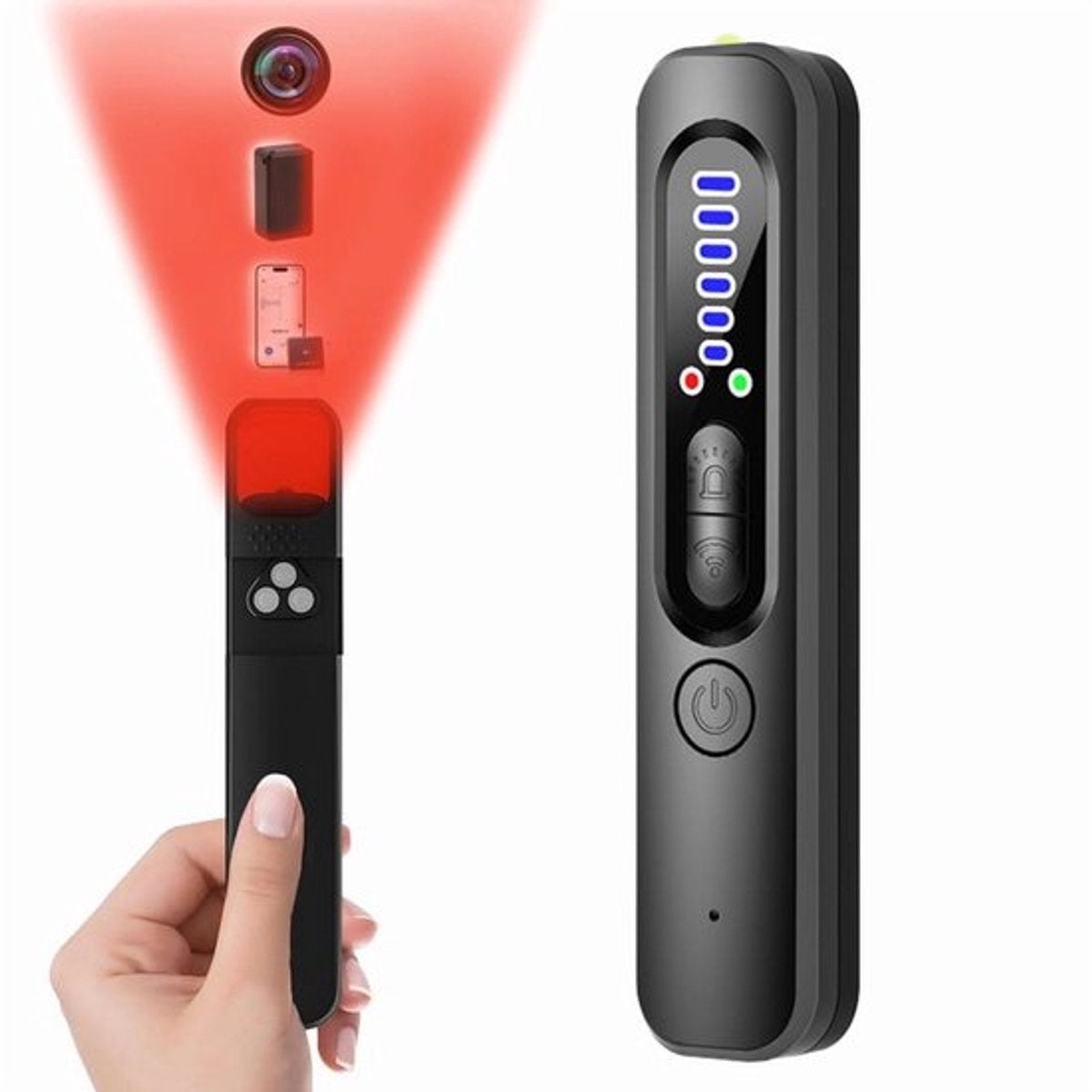 Un detector pentru camere ascunse, senzori RF și dispozitive de urmărire GPS, utilizat pentru detectarea echipamentelor din birouri