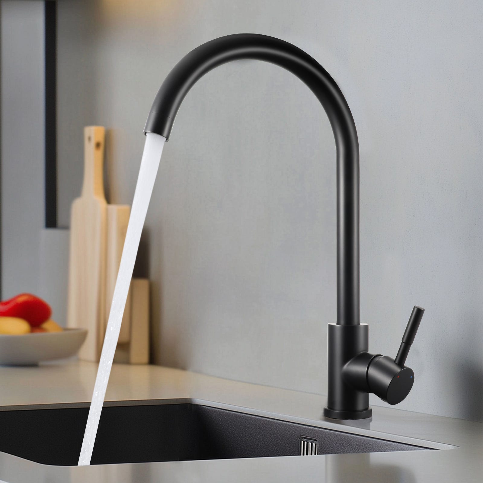 Fregadero Grifo Negro Caño Alto Kitchen Faucet Grifos Caño Alto
