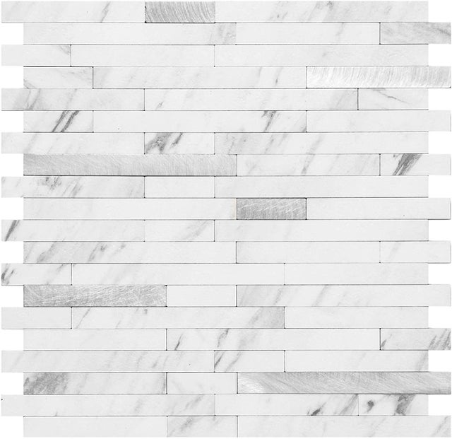 Autocolantes de parede tridimensionais 3D da série mármore, 10 peças, azulejos de mosaico, para backsplash de cozinha (branco prateado/297*292 mm)
