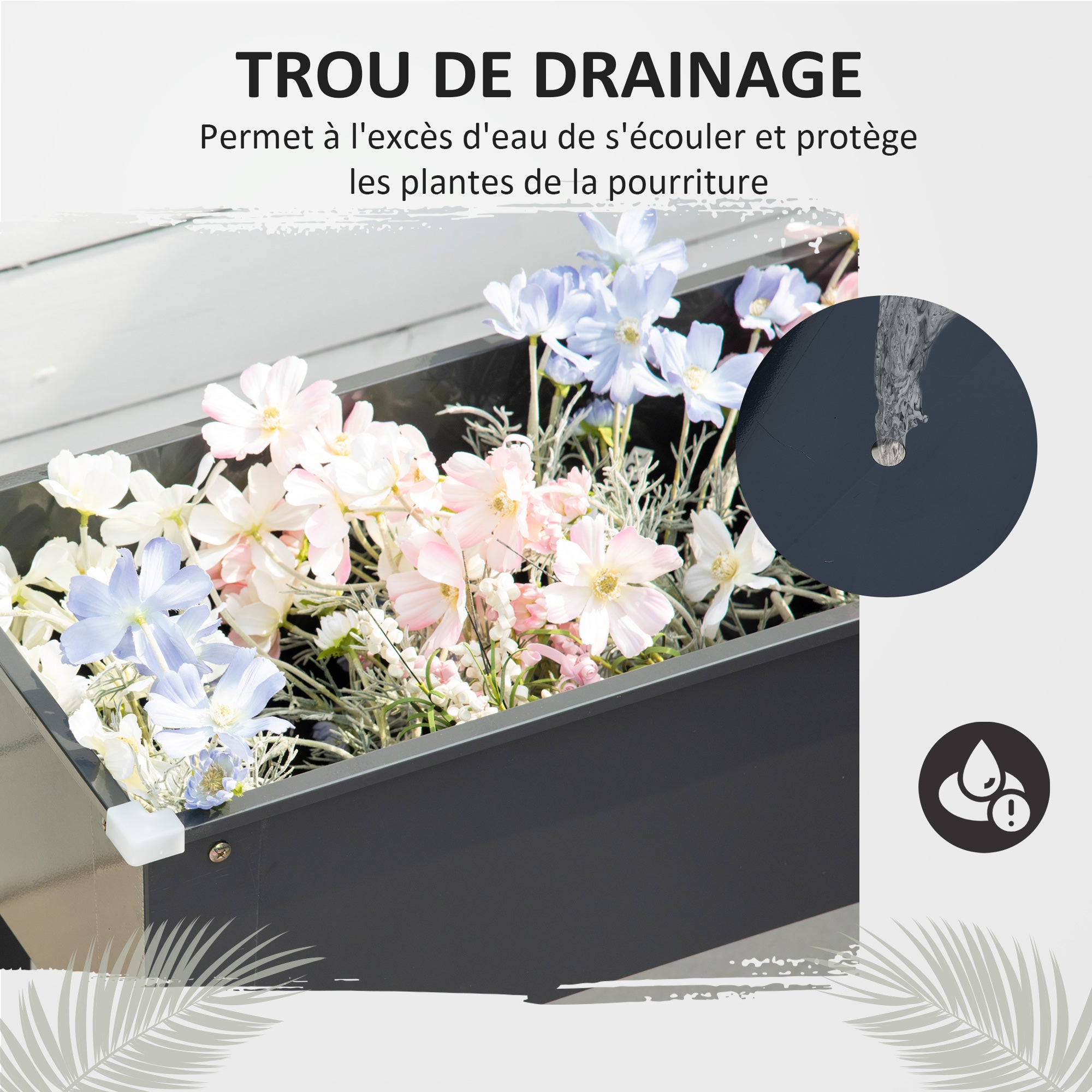 Jardinière sur pieds 100 x 30 x 80 cm acier galvanisé noir - 6