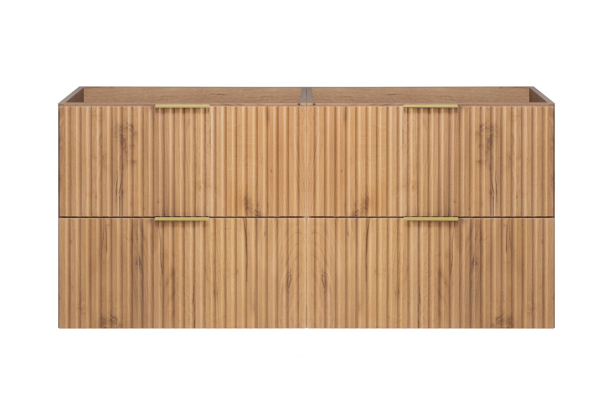 Mobile lavabo, Rovere Craft, 120 (2 x 60) x 57 x 46 cm, maniglia dorata, senza piano - 3