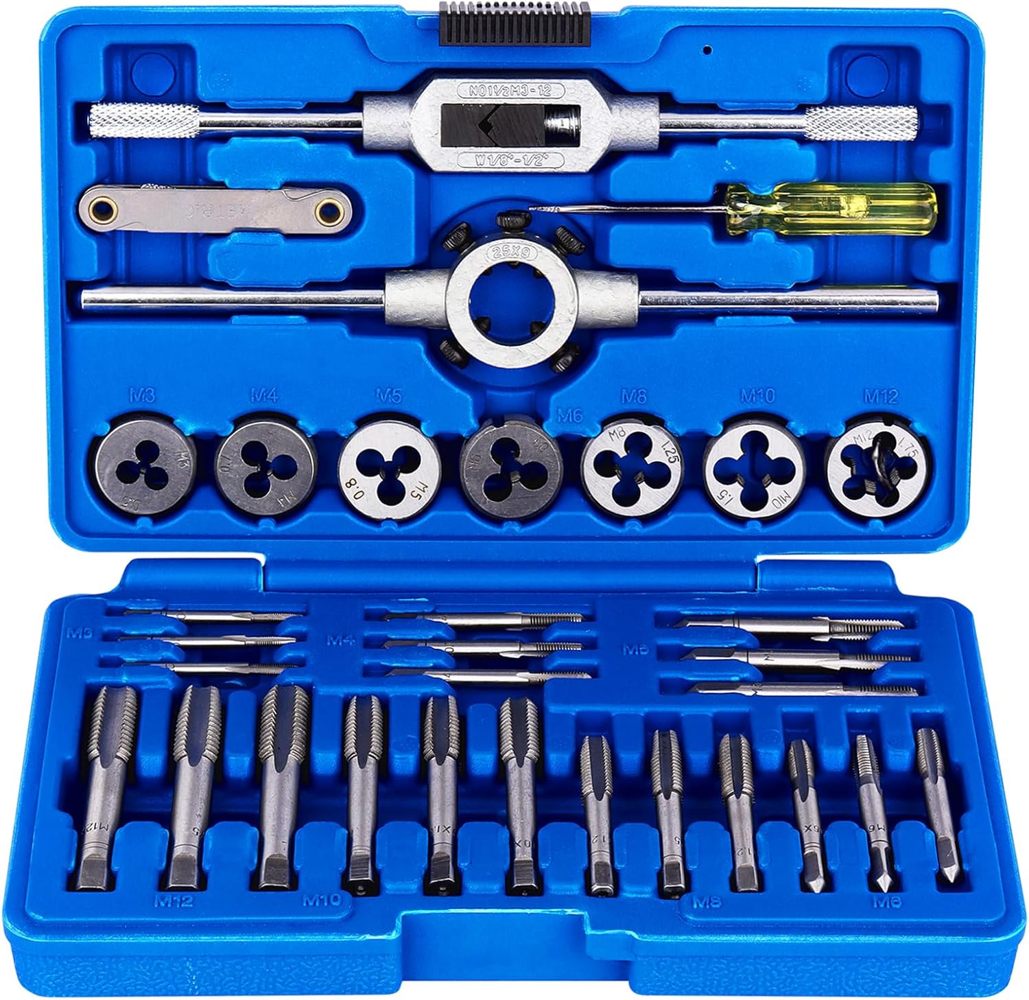 Rezea  32 Piezas Machos De Roscar Y Terrajas – Acero De Tungsteno, Roscado Métrico M3–M12 Con Caja De Almacenamiento , Leroy Merlin