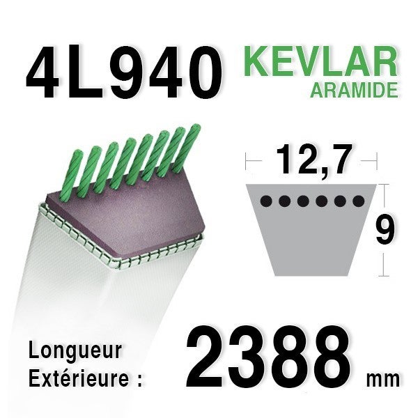 Courroie Trapézoïdale Lisse SKANA 4L 5/8 43 Pouces - Longueur 2387.6 Mm, Compatible Avec Référence 532180215