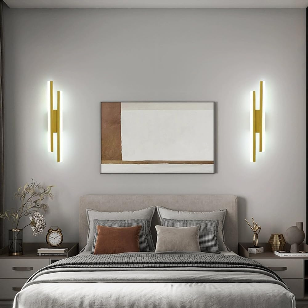 Lot de 4 appliques murales LED, lampe de chevet moderne, applique murale LED 16 W, éclairage décoratif d'intérieur, lumière blanche 6&nbsp;000 K, 48 cm - 2