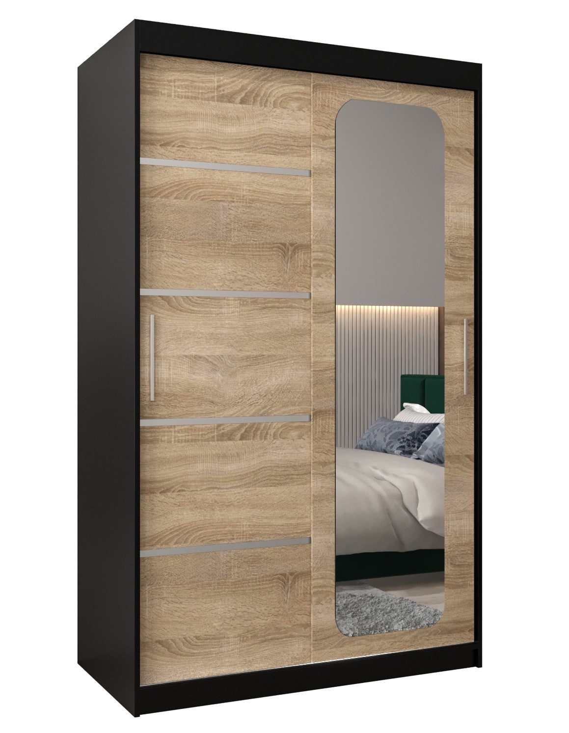 Szafa przesuwna garderoba PROMO V2 120 x 62 x 200 cm Czarny + Sonoma - Abiks Meble