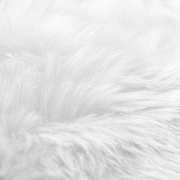 Tapis rond blanc, tapis de chambre doux, tapis à poils épais, tapis rond pelucheux, lavable en machine - 3