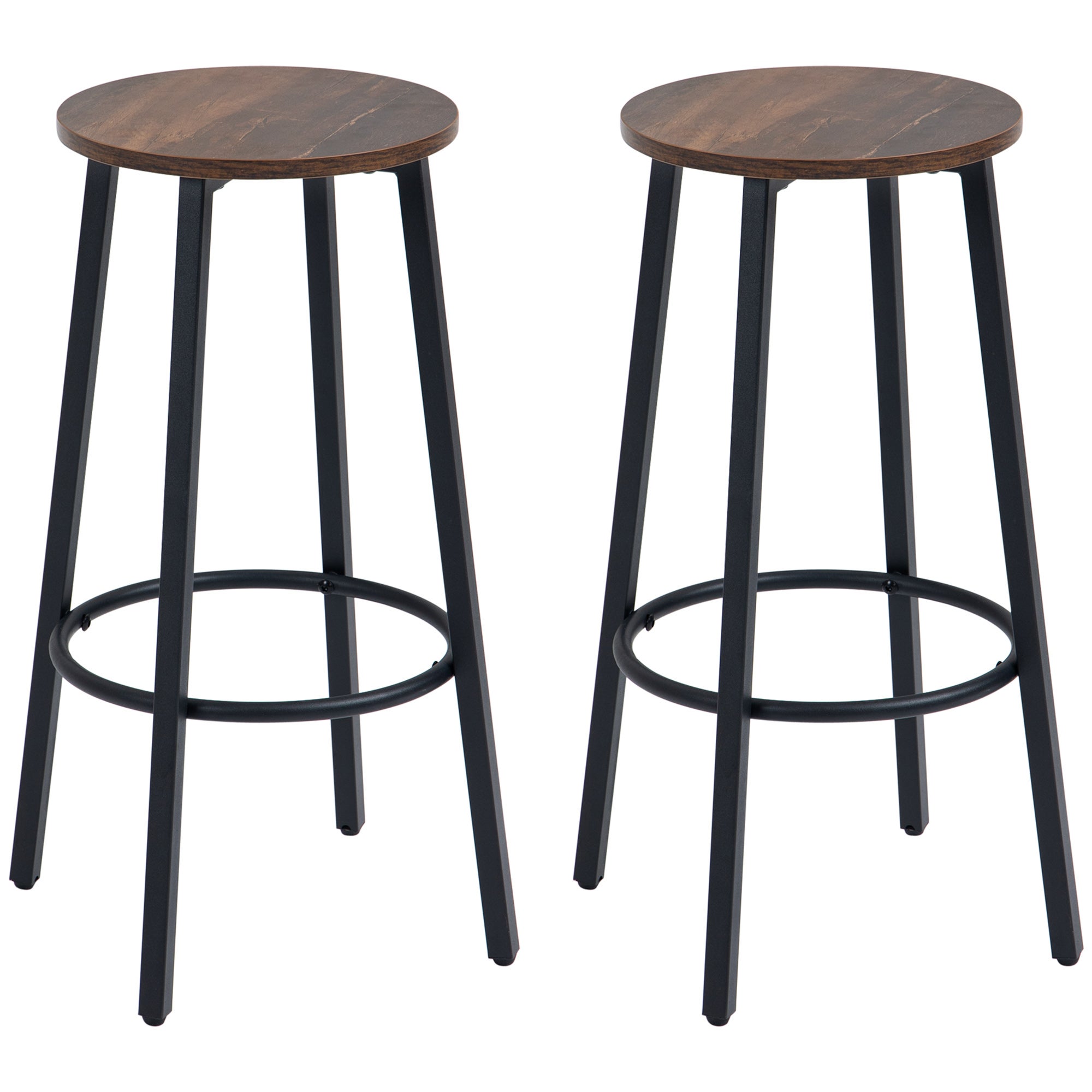 Costway Ensemble de 2 Tabourets de Bar Hauteur Bar Chaises de Cuisine Style Selle avec Pieds en Bois Beige