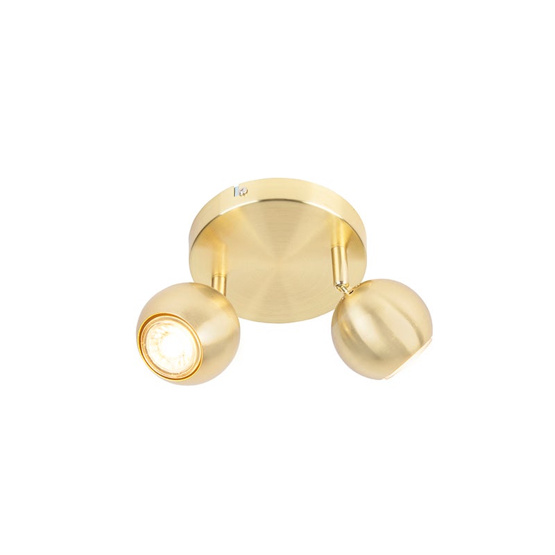 Retro zaokrąglony kinkiet 2-punktowy z mosiężną płytą sufitową - Gissi