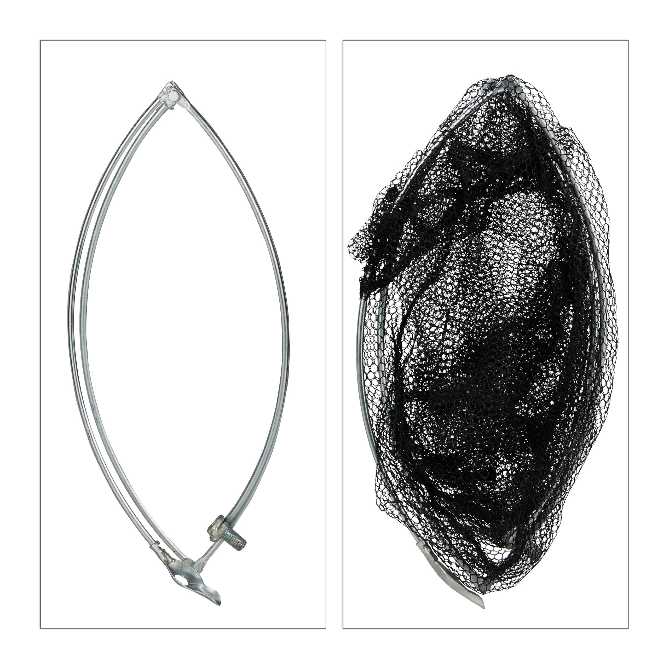 Relaxdays Épuisette de pêche, Tige télescopique 60 - 130 cm, pliant, léger, stable, filet de 36 cm Ø, noir-argenté - 6