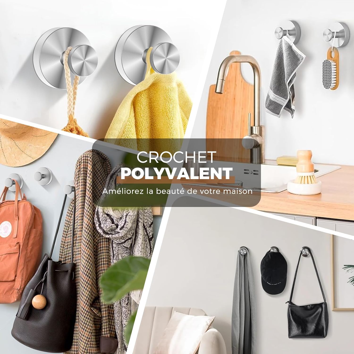 Crochets à Ventouse (lot De 6), Sans Perçage, Multi-usages Pour Salle De Bain, Cuisine Et Chambre, Noir | Leroy Merlin