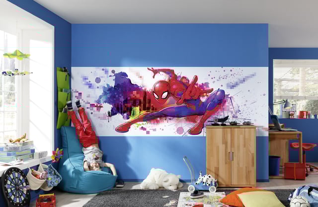 Papier peint panoramique sur papier de Komar - Marvel Spider-Man Graffiti Art - Taille: 368 x 127 cm