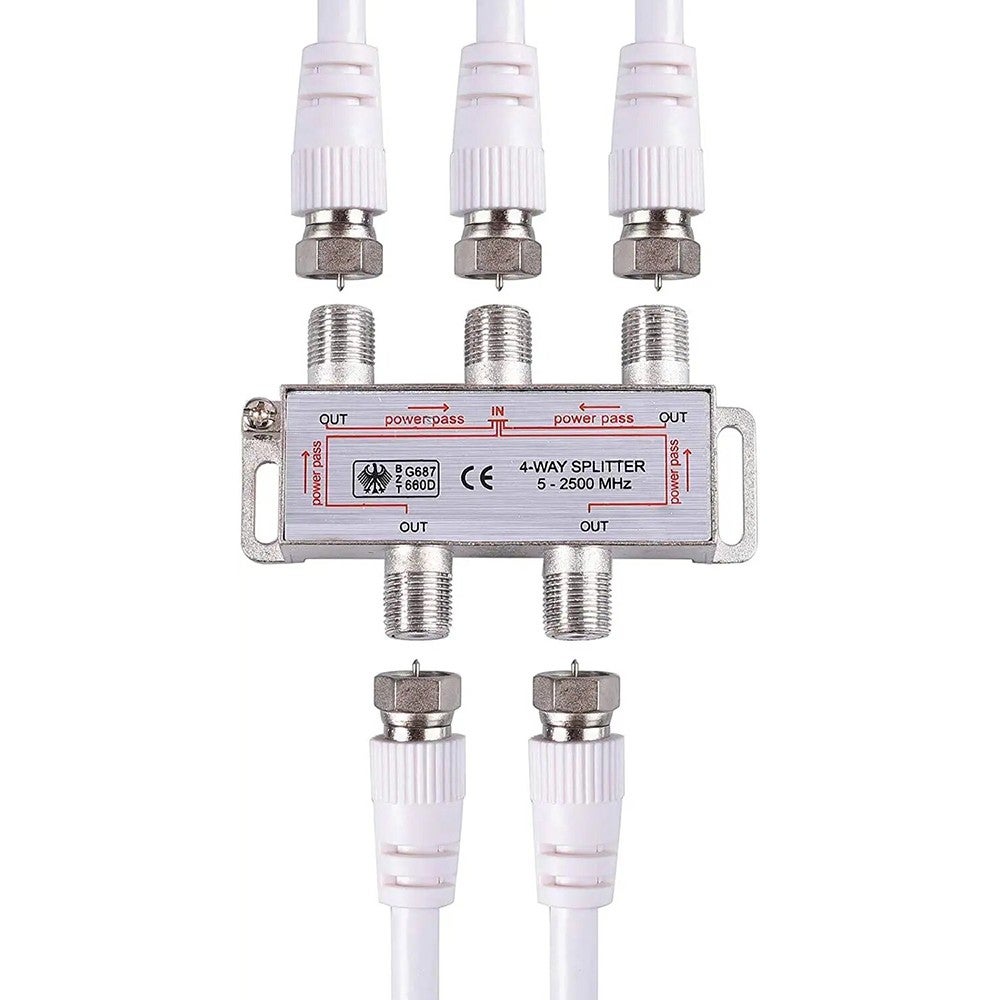 Répartiteur Antenne HF 1 IN 4 Sorties SMA 10 KHz-1.5 GHz 50 Ohm - Pour Récepteurs SDR SWL Avec 2 Câbles - 10