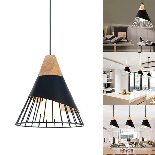Nowoczesny żyrandol industrialny - metalowa klatka retro - regulowana zawieszka (1,5m) - Ø25cm - E27, ciepłe światło - do kuchni, salonu, sypialni