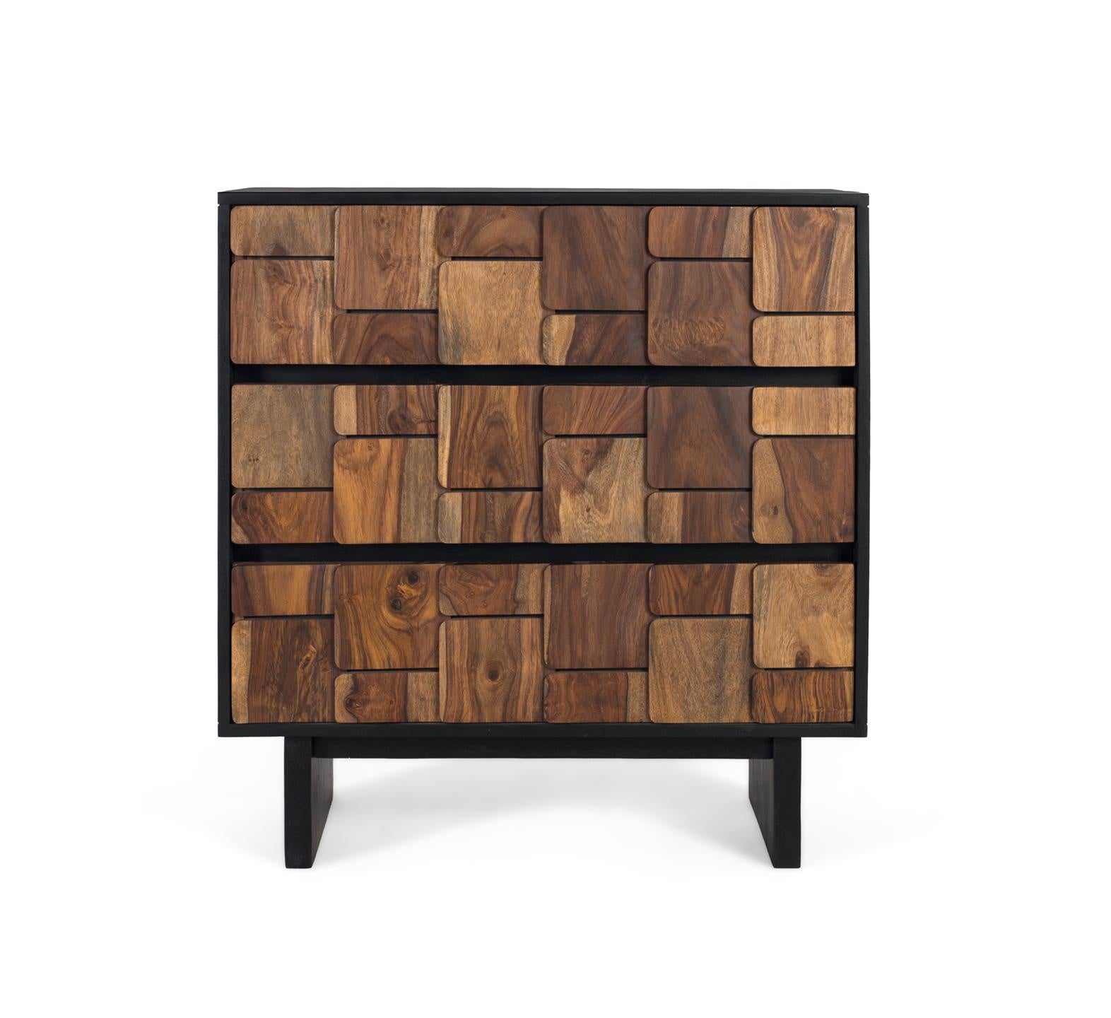 Komoda z drewna mango 82 cm, rustykalny, etniczny, nowoczesny styl - 85x82x40 GYC
