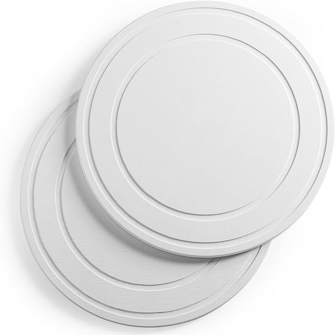 Zestaw 2 białych podkładek pod doniczki z ziemi okrzemkowej o wymiarach 20 x 20 cm, przeznaczonych do roślin doniczkowych, z tacką drenażową