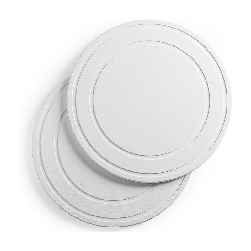 Zestaw 2 białych podkładek pod doniczki z ziemi okrzemkowej o wymiarach 20 x 20 cm, przeznaczonych do roślin doniczkowych, z tacką drenażową