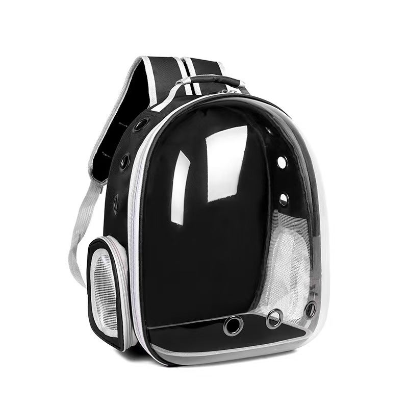Mochila transparente para transporte de gatos e cães de pequeno porte (preta) - 3