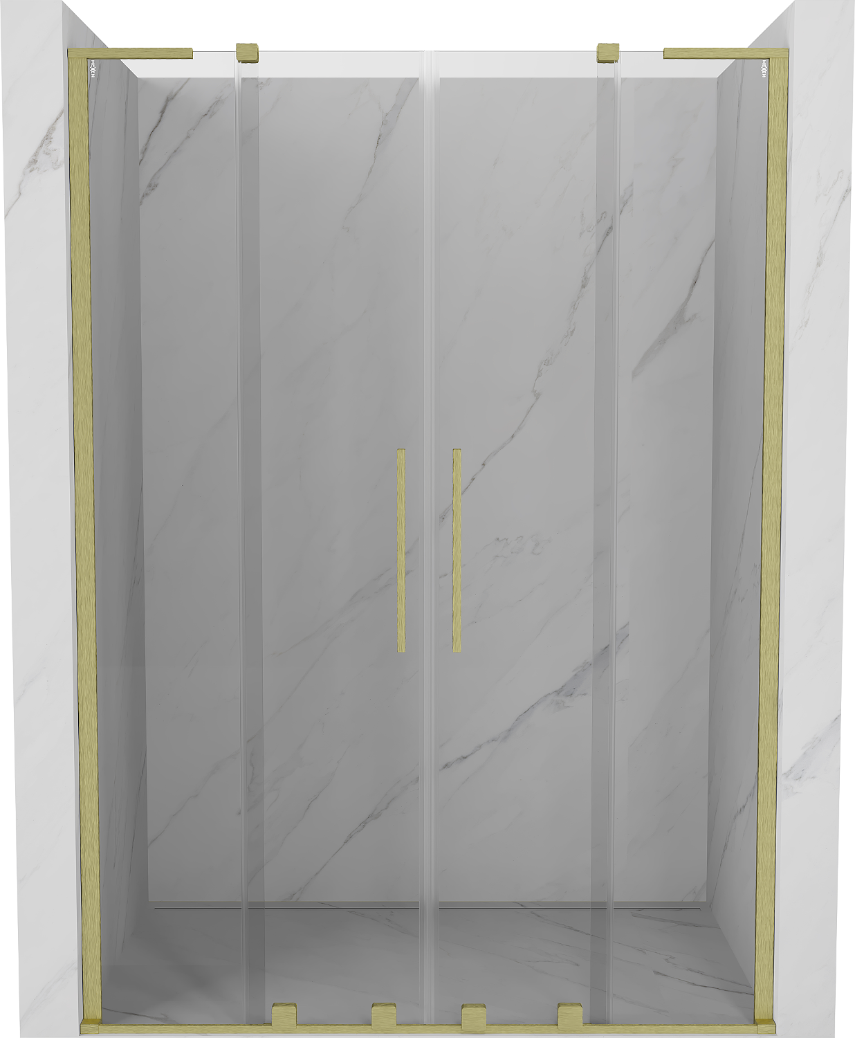 Mexen Velar L Duo drzwi prysznicowe rozsuwane 160 cm, transparent, złote szczotkowane - 871-160-003-02-55
