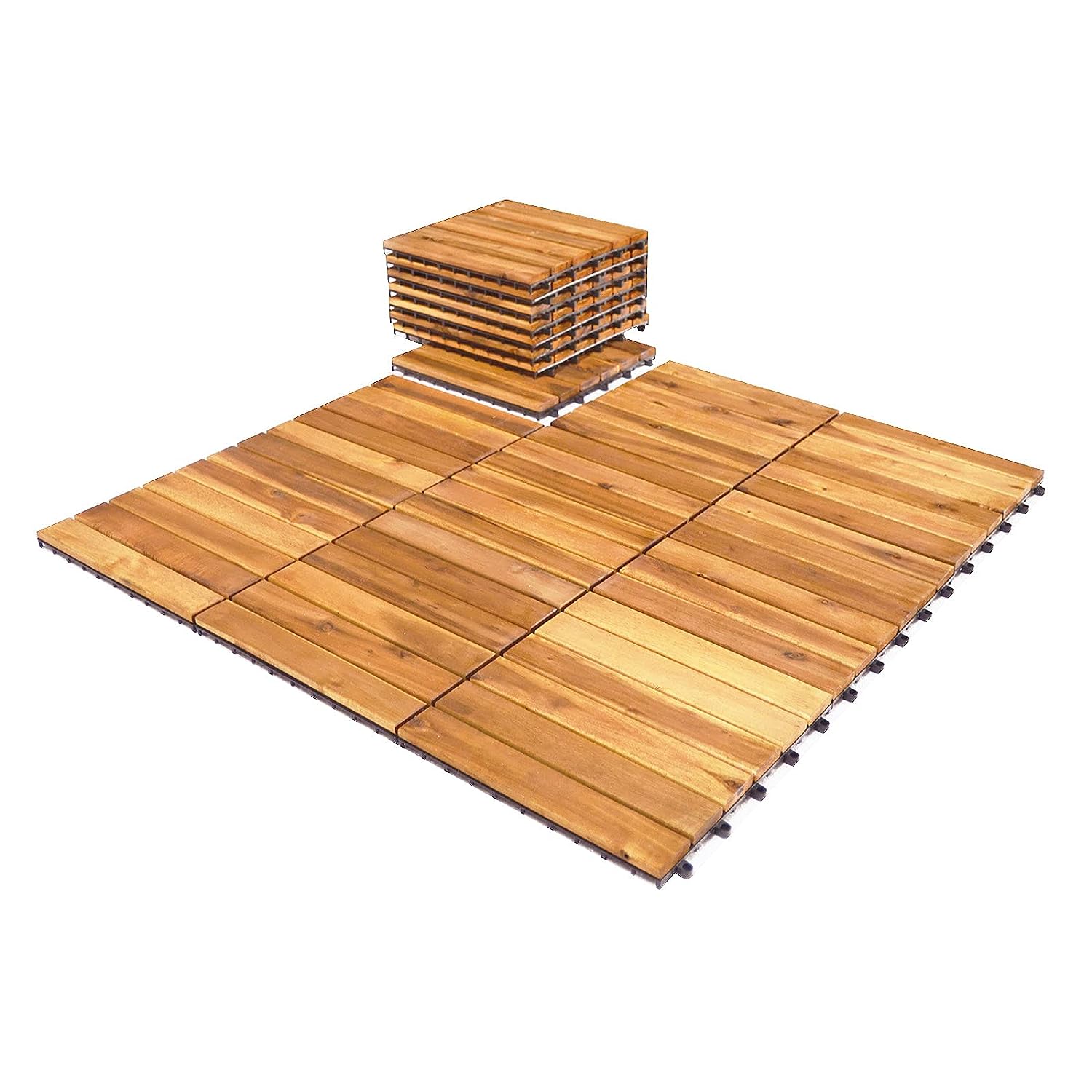 Carreaux de Terrasse en Bois d'Acacia 27 Pièces,Bois Huilé 30 x 30 CM Couvrant Surface de 24300 cm² - 6