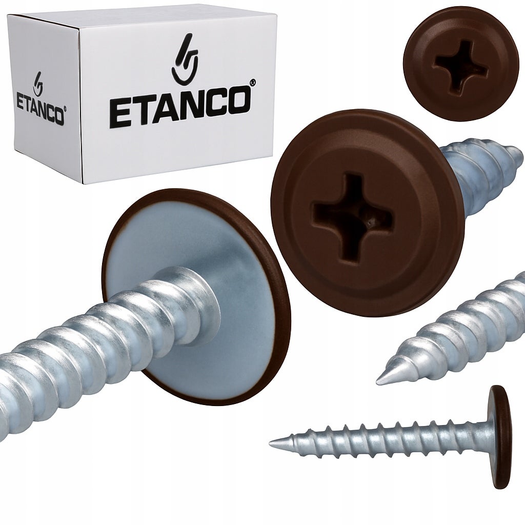 Wkręty podkładkowe Etanco do drewna 4,2x38mm, RAL 8017 GM-S 250szt.