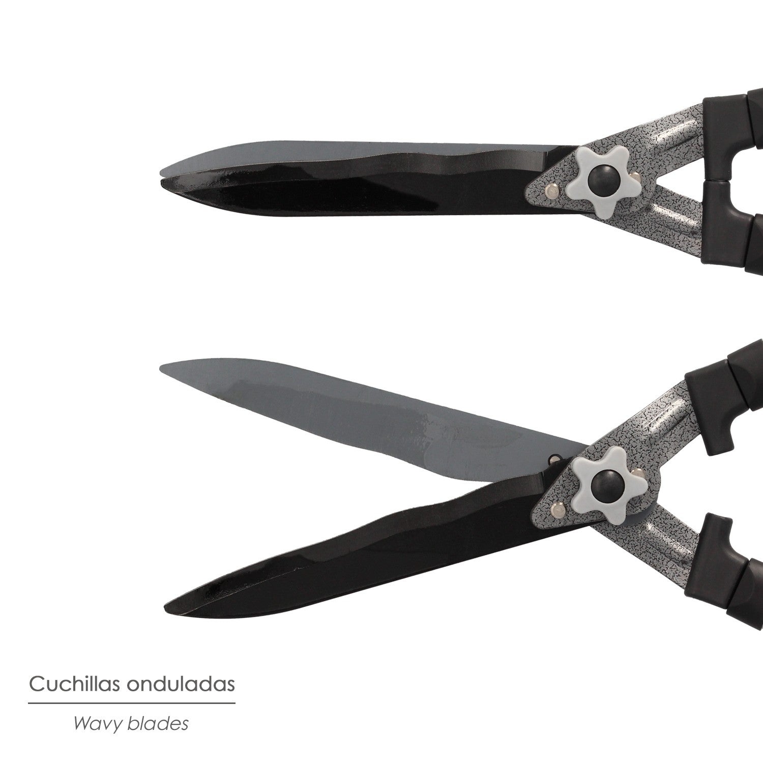 Tijera Podar Setos 2 Manos Aluminio 63 cm. Hojas Acero Antiadherente, Mango TPR, Ajuste Corte - 4