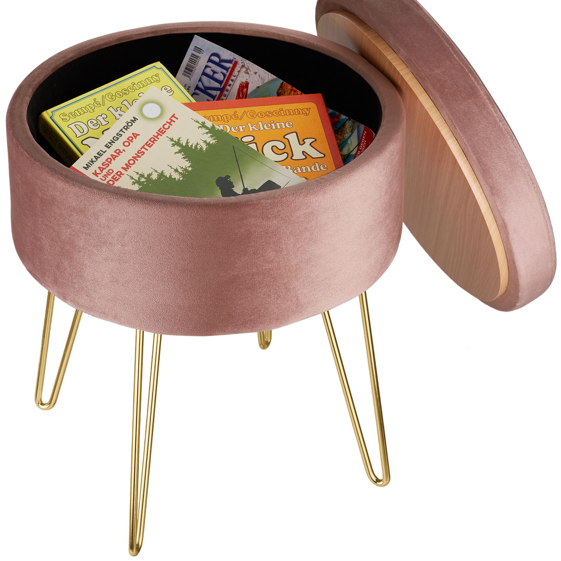 Tabouret avec espace de rangement en bois MDF aspect velours TECTAKE - 4