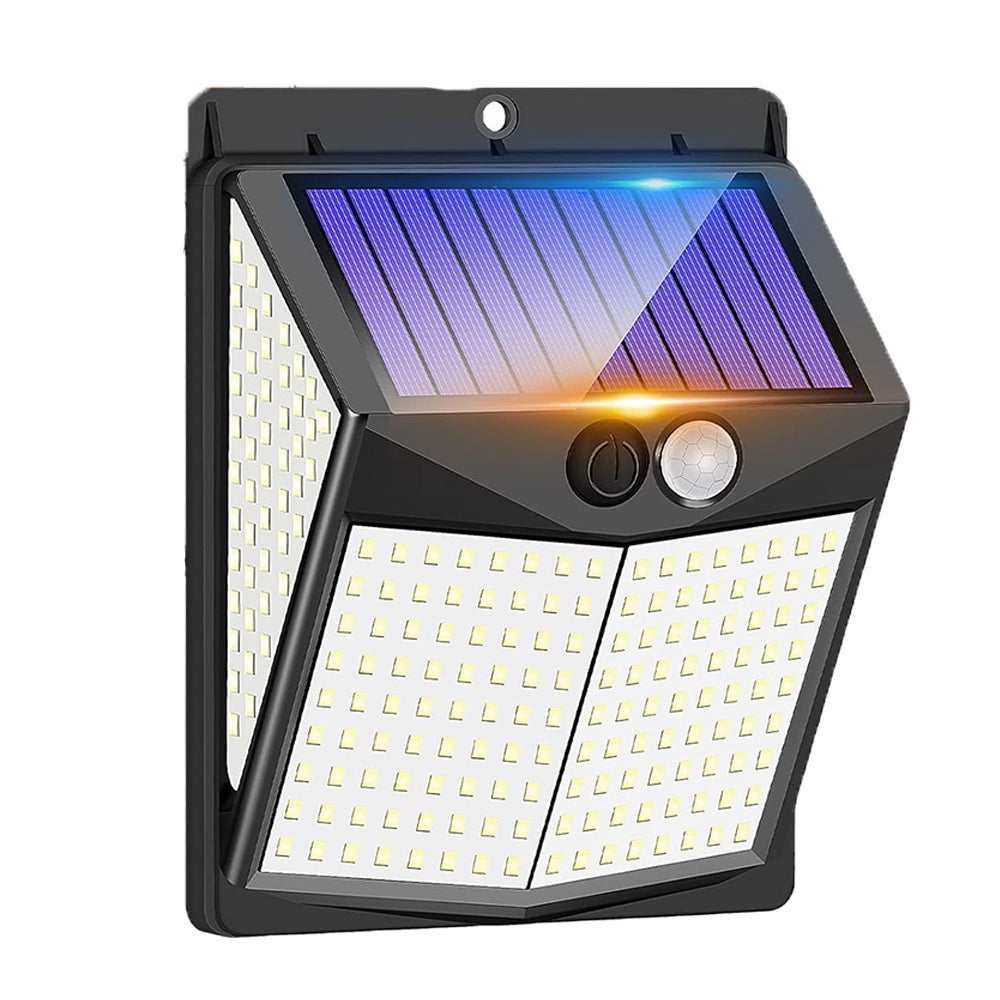 Zewnętrzne lampy solarne, 238 LED, solarne światła bezpieczeństwa, czujnik ruchu, lampy zasilane energią słoneczną, wodoszczelny kinkiet solarny