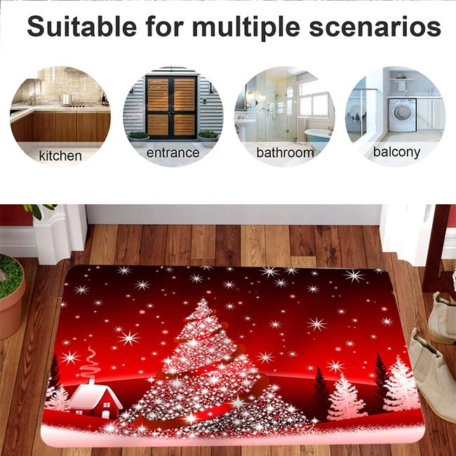 Zerbino Natalizio 40x60 Cm - Tappetino Antiscivolo Per Ingresso Con Motivo Festivo, Per Interni Ed Esterni