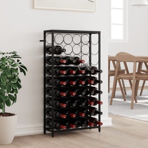 Casier à bouteilles 33 bouteilles noir 45x36x100 fer forgé | Leroy Merlin
